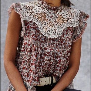 NWT Anthropologie Othilia Malia Lace Top, Size XS